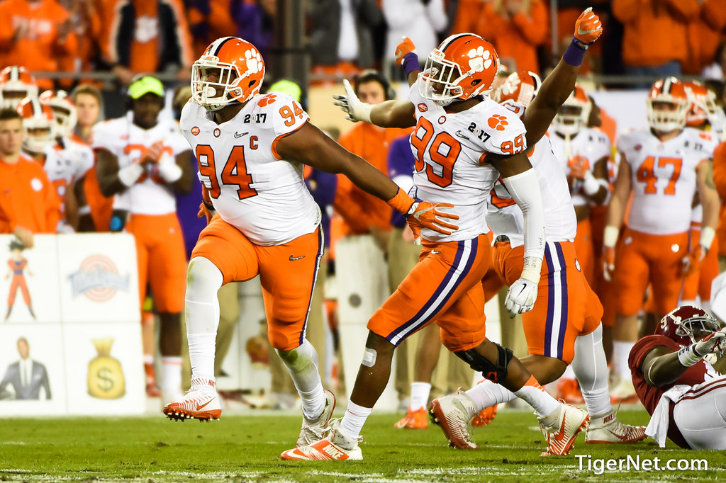 Clemson Football Photo of Carlos Watkins and Clelin Ferrell and alabama
