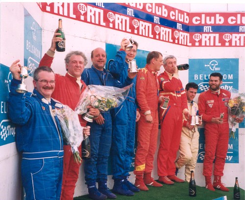 The Championship went to Spa for its only visit in 2000. This is the post race podium – Left to right: Paul Buckley, Graham Presley, Bob Godbold, Chris Oxborough, Nick Suiter, Clive Hodgkin, Colm Flanagan and Andy Page.