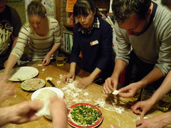 Dumpling making party at hostel in Xian