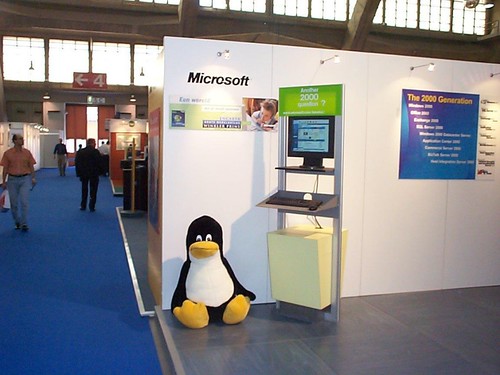 Tux on the Microsoft booth