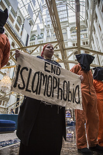 Maha Hilal Participates in a Demonstration Inside Trump International Hotel in Washington, DC