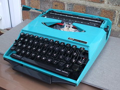 Vintage Blue Smith Corona Super G Typewriter Designed by Ghia Mid Century Modern