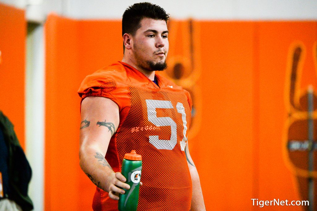 Clemson Football Photo of Taylor Hearn and practice