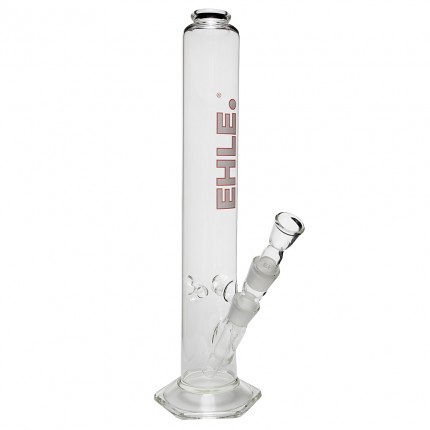 EHLE. Glass - Straight Cylinder Bong 2000ml - 29.2mm - Ice Notches - White logo