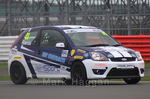 Aaron Thompson in the BRSCC Fiesta Junior Championship at Silverstone, August 2015