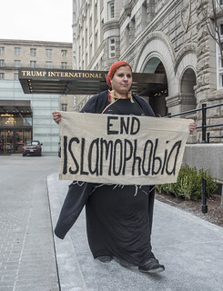Maha Hilal Participates in a Demonstration Outside Trump International Hotel in Washington, DC