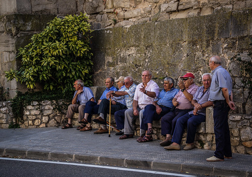 Men Sitting Outside a Church, Spain
