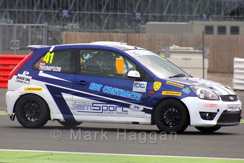 Aaron Thompson in the BRSCC Fiesta Junior Championship at Silverstone, August 2015