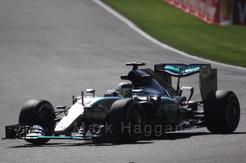 Lewis Hamilton in Free Practice 1 for the 2015 Belgium Grand Prix
