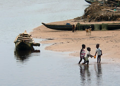 Children at the riverside