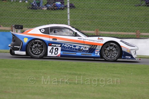 The Fox Motorsport Ginetta G55 GT4 of Jamie Stanley and Paul McNeilly in British GT Racing at Donington, September 2015