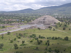Pyramid of the moon from the sky Teotihuacan Mexico