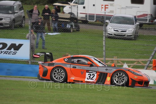 The Team LNT Ginetta G55 GT3 of Mike Simpson and Steve Tandy in British GT Racing at Donington, September 2015