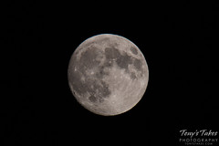 A near full moon above Estes Park