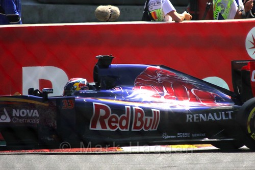 Max Verstappen on the green flag lap before the 2015 Belgium Grand Prix
