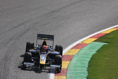 Alex Lynn in the GP2 Qualifying session at the 2015 Belgium Grand Prix