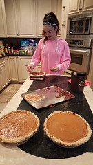 Kristin making the pecan pie
