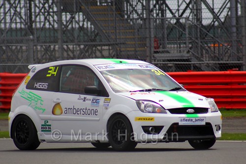 Michael Higgs in the BRSCC Fiesta Junior Championship at Silverstone, August 2015