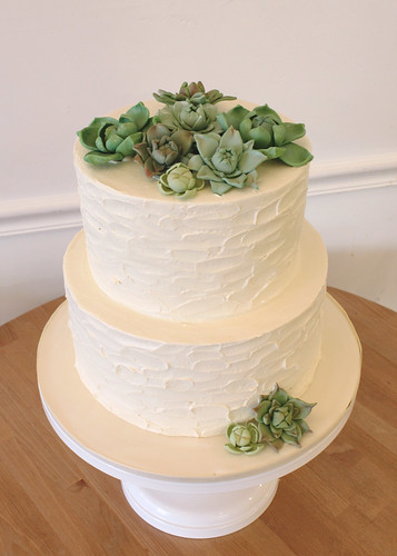 Textured Buttercream Wedding Cake with Sugar Succulents