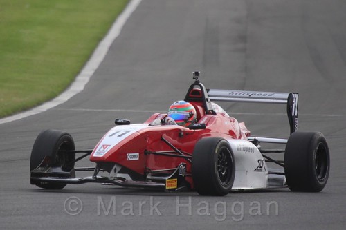 MGR Motorsport's Hernán Fallas in BRDC F4 Race Two at Donington Park, September 2015