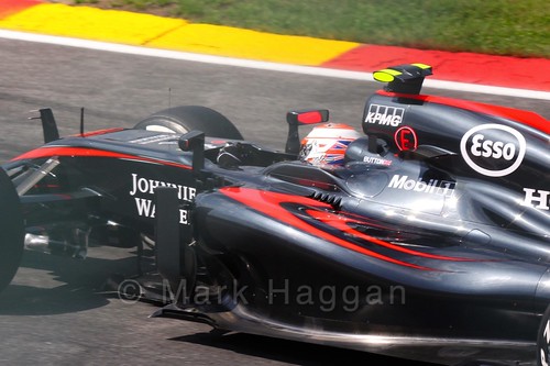 Jenson Button in Free Practice 2 for the 2015 Belgium Grand Prix