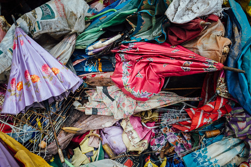 Umbrellas & Scrap Metal in Recycling Depot, Java Indonesia