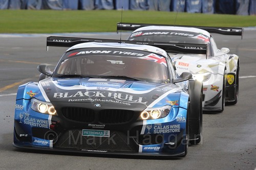 The Ecurie Ecosse BMW Z4 GT3 of Marco Attard and Alexander Sims in British GT Racing at Donington, September 2015