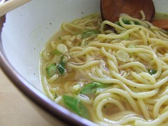 Ramen soup with spring onions