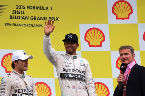 The Podium Celebrations at the 2015 Belgium Grand Prix