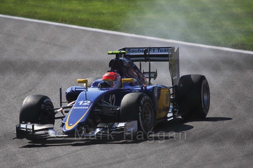 Felipe Nasr in his Sauber in Free Practice 3 for the 2015 Belgium Grand Prix