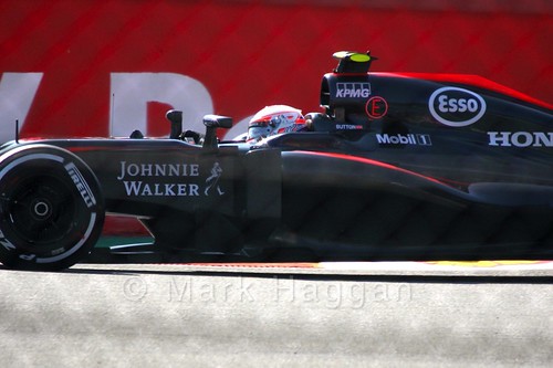 Jenson Button in Free Practice 1 for the 2015 Belgium Grand Prix