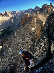 Guided climbing in Refugio Frey, Golden Granite spires