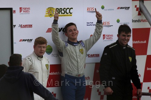 Michael Higgs takes first place in the Fiesta Junior Championship, Brands Hatch, 2015