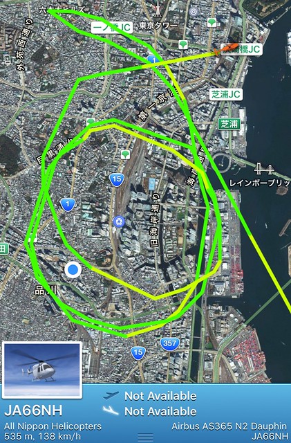 NHKのヘリは品川再開発エリアの空撮でも...