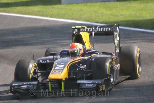 Alex Lynn in the GP2 Feature Race at the 2015 Belgium Grand Prix