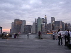 Skyline di Manhattan da Brooklyn statua della libertà