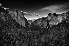 A Wide Angle Setting at Tunnel View to Take in Yosemite Valley (Black & White)