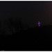 Photo on Flickr of the cross on Mont-Royal with lights turned to purple to commemorate the death of the pope