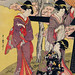 Gotenyama no Hanami Hidari by Utamaro Kitagawa (1753-1806), a print of a traditional Japanese women in an outing viewing cherry blossoms at Gotenyama. Digitally enhanced from our own original edition.