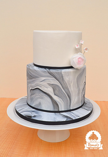 Marble engagement cake