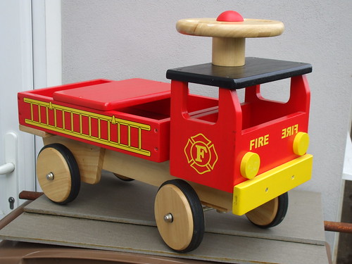 wooden fire truck ride on