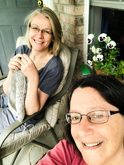 2018-6-10 Sunday porch knitting with Holly