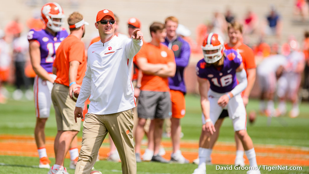 Clemson Football Photo of Jeff Scott and springgame