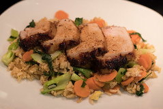 107/365: Blue Apron Roast Pork and Cumin Sauce with Vegetable Fried Rice