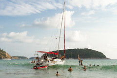 Yacht "Nicolette One" was thrown ashore on the Nai Harn beach Phuket