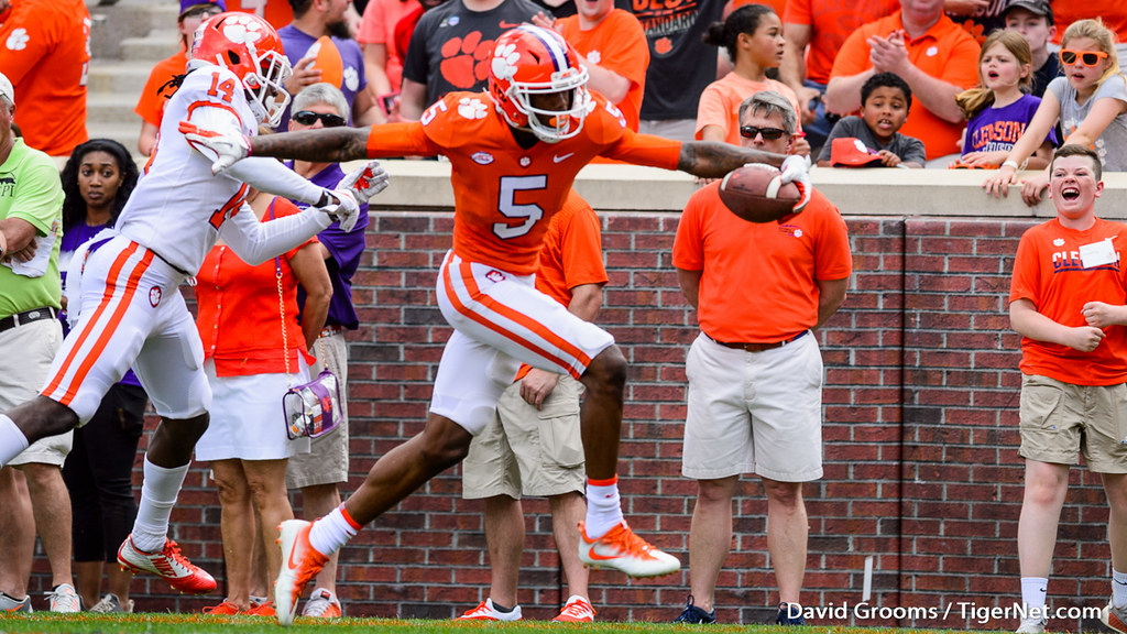Clemson Football Photo of Tee Higgins and springgame