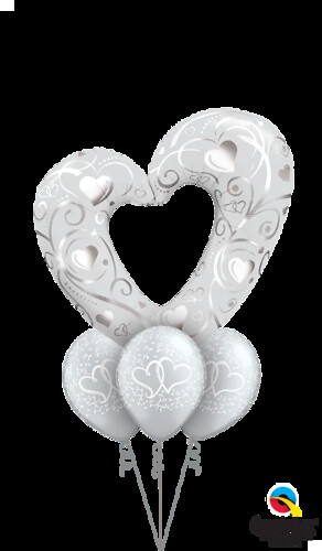 Hearts & Filigree Pearl White Layer Bouquet