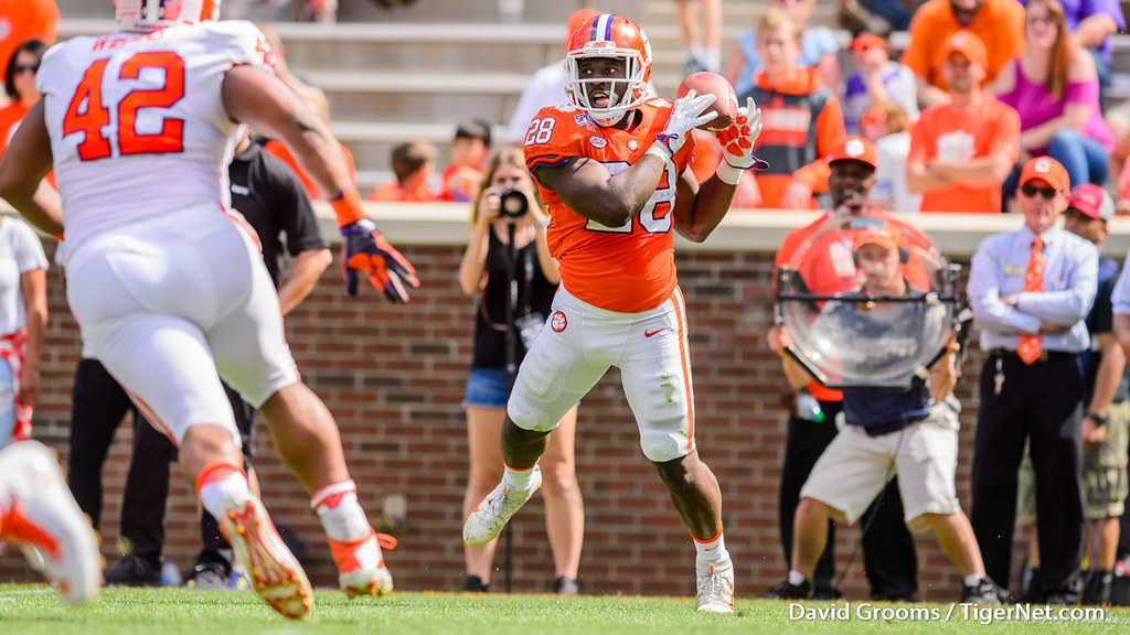 Clemson Football Photo of Tavien Feaster and springgame