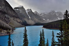 Moraine Lake and the Valley of the Ten Peaks Just Beyond the Trees (Banff National Park)