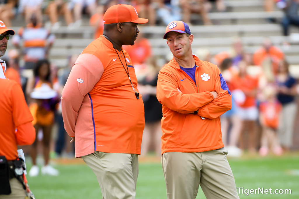 Clemson Football Photo of Dabo Swinney and Todd Bates and springgame
